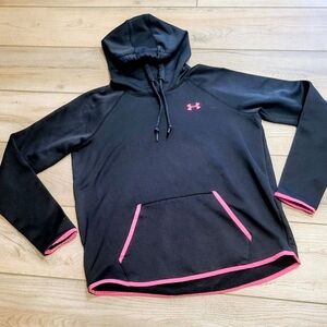 Under Armour STORM Cold Gear Sweatshirt Hoodie Thumbholes Black/Pink EUC M